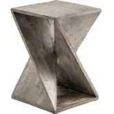Kanis End Table in Gray Washed Mango Wood
