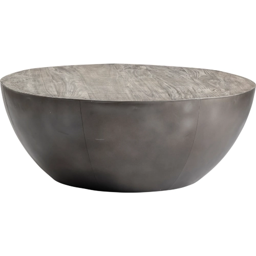 Darlington Round Cocktail Table in Grey Mango Wood & Brushed Metal