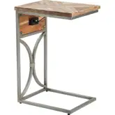 Coleman Power End Table in Chevron Wood & Metal