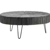 Drummond Cocktail Table in Charred Black Wood & Hairpin Leg