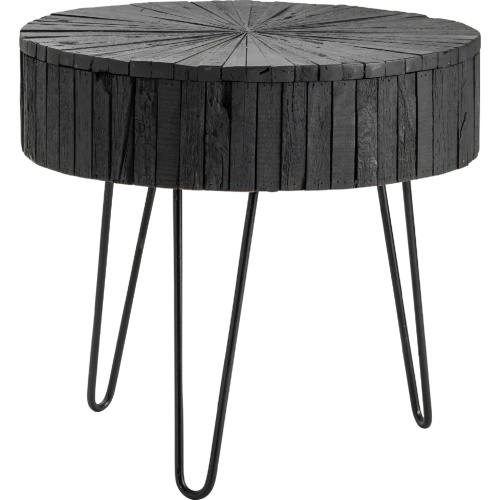 Drummond End Table in Charred Black Wood & Hairpin Leg