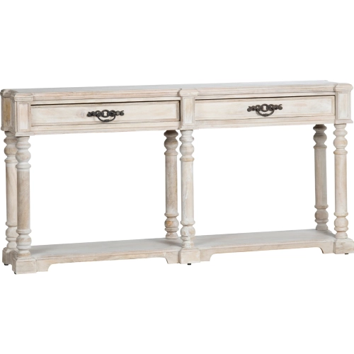 Abbott 2 Drawer Console Table in Cream Washed Wood