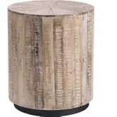 Bengal Manor Round End Table in White Washed Mango Wood