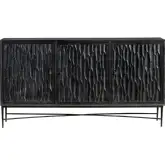 Richmond 69" 3 Door Media Credenza Sideboard in Black Wood & Metal