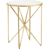 Darby End Table in White Marble & Gold Metal