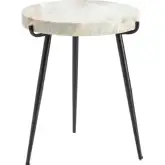 Maxwell Accent Table in Gray Marble & Black Iron