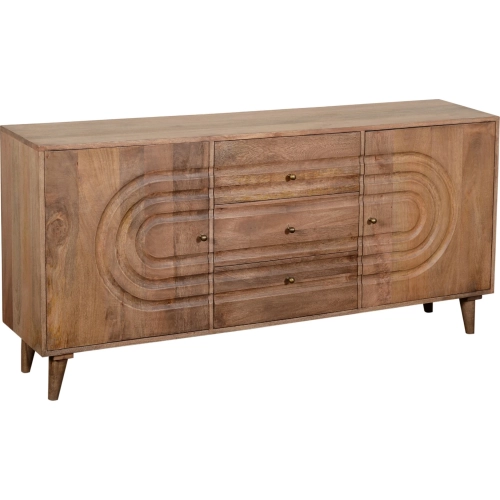 Talladega 70" 2 Door 3 Drawer Media Credenza Sideboard in Brown Wood