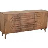 Talladega 70" 2 Door 3 Drawer Media Credenza Sideboard in Brown Wood