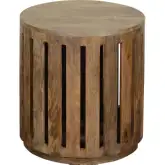 Oscar Round End Table in Warm Brown Mango Wood