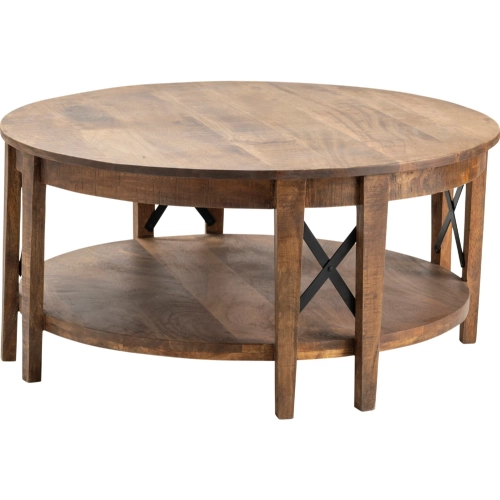 Sutton Creek Cocktail Coffee Table in Wood & Black Metal