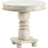 Castleberry 30" Round Accent Table in Distressed Cream Mango Wood