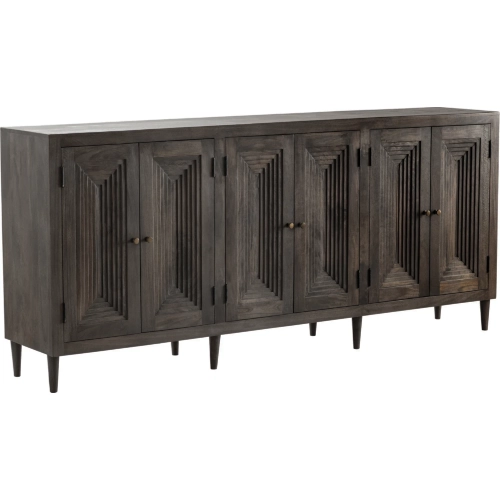 Highland Park 90" Mango 6 Door Media Credenza Sideboard in Mango Wood