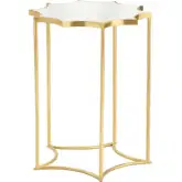 Robyn End Table in High Gloss Ivory Lacquer & Gold Metal
