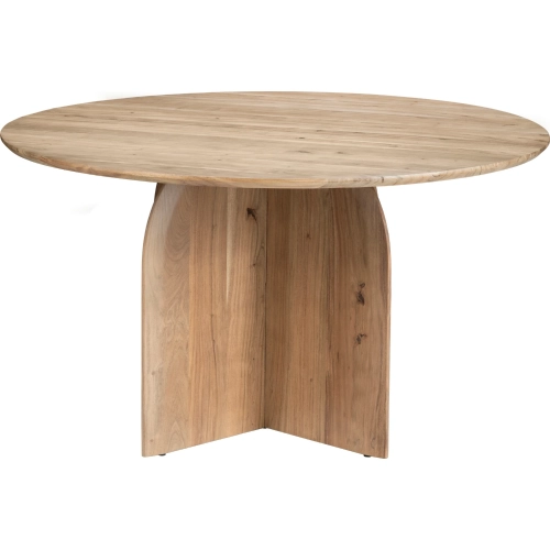 Braxton 60" Round Pedestal Dining Table in Brown Wood