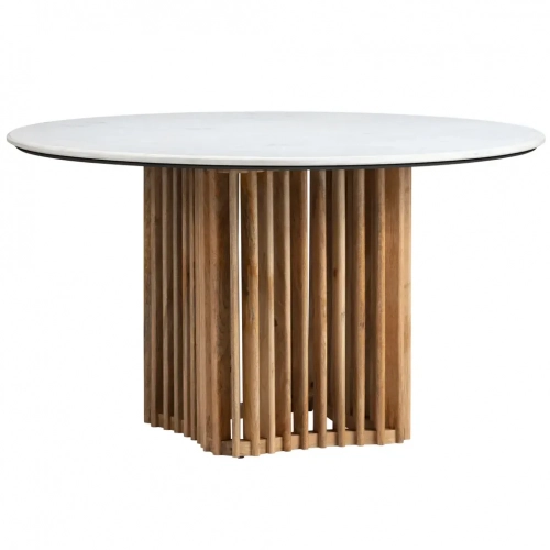 Sullivan 54" Round Dining Table in Marble & Wood