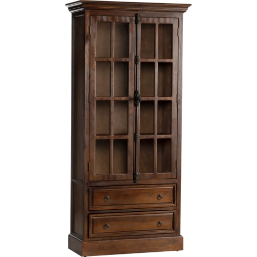 Rutherford 2 Door 2 Drawer Curio Cabinet in Wood & Glass