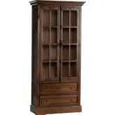 Rutherford 2 Door 2 Drawer Curio Cabinet in Wood & Glass