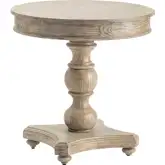 Hawthorne Round Pedestal End Table in Drift Wood Glaze Wood