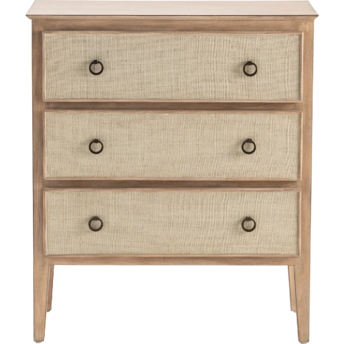 Tampa 3 Drawer Chest in Beige Wood & Linen