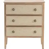 Tampa 3 Drawer Chest in Beige Wood & Linen