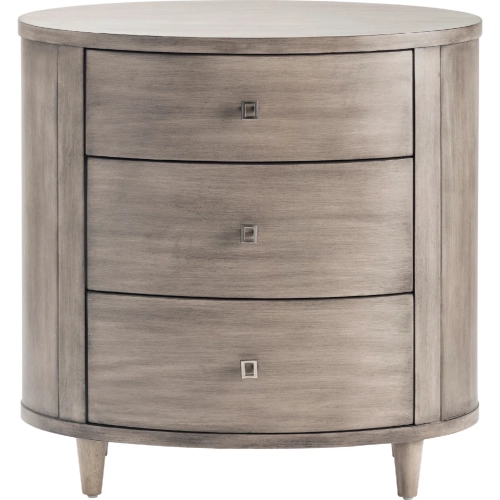 Oaklawn 3 Drawer Oval Chest in Gray Finish Wood