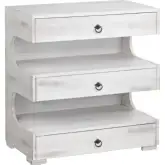 Annapolis E Shaped 3 Drawer Chest in Distressed White Gray Wood