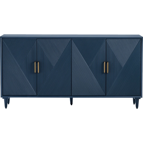 Arvada 72" 4 Door Media Credenza Sideboard in Navy Blue Wood