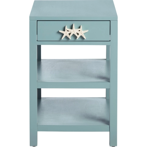 Grand Bay 1 Drawer 2 Shelf End Table in Turquoise Blue