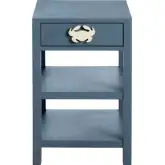 Crab Island 1 Drawer 2 Shelf End Table in Blue Wood