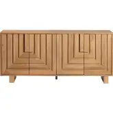 Dylan 74" 4 Door Media Credenza Sideboard in Brown Oak Wood