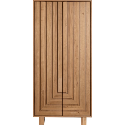 Dylan 2 Door Tall Shoe Cabinet in Brown Oak Wood