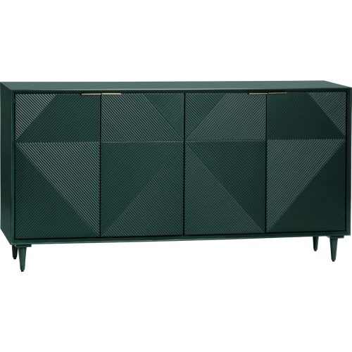 Evergreen 72" 4 Door Media Credenza Sideboard in Emerald Green Wood
