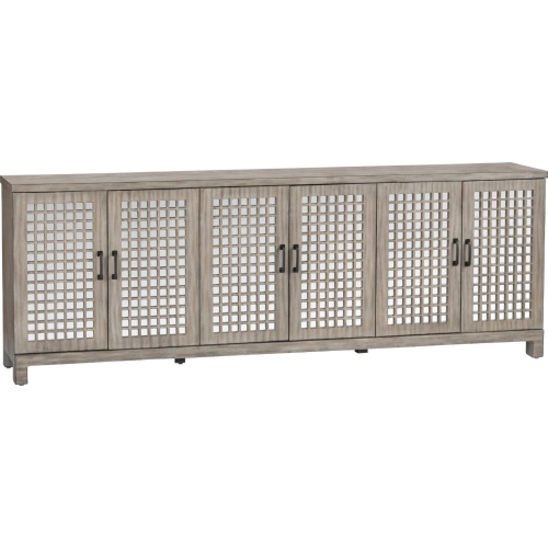 Ashlar 90" 6 Door Media Credenza Sideboard in Wire Brushed Grey
