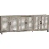 Ashlar 90" 6 Door Media Credenza Sideboard in Wire Brushed Grey