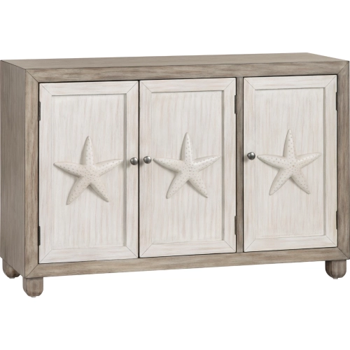 Harbor 48" 3 Door Media Credenza Sideboard in Taupe & White Washed Wood