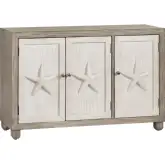 Harbor 48" 3 Door Media Credenza Sideboard in Taupe & White Washed Wood