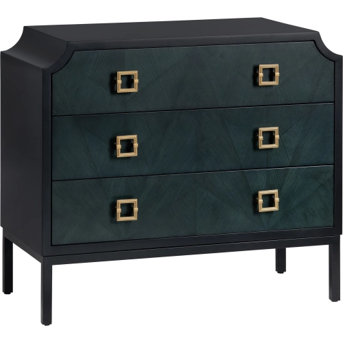 Gemma 3 Drawer Chest in Black, Navy Blue & Brushed Gold