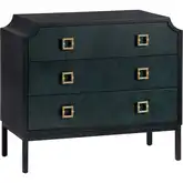 Gemma 3 Drawer Chest in Black, Navy Blue & Brushed Gold