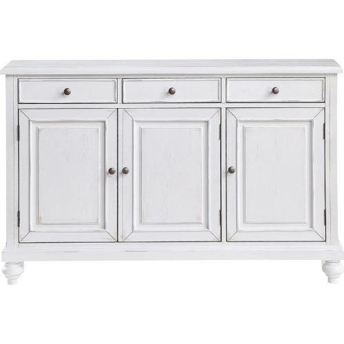 Perry 55.5" 3 Door 3 Drawer White Sideboard Credenza in Distressed White Wood