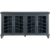 Wakefield 72" 4 Door Sideboard Credenza in Blue Wood & Glass
