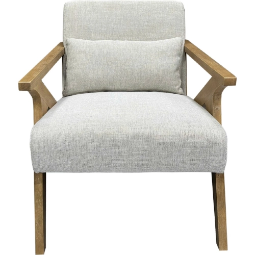 Vance Accent Chair in Sand Linen Fabric & Wood