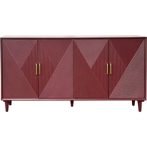 Arvada 72" 4 Door Media Credenza Sideboard in Merlot Red Wood