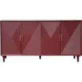 Arvada 72" 4 Door Media Credenza Sideboard in Merlot Red Wood