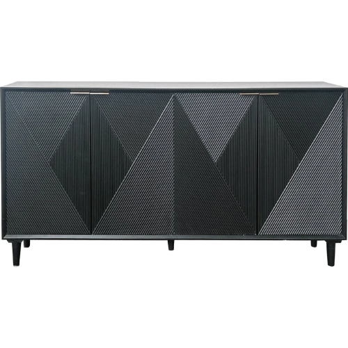 Arvada 72" 4 Door Media Credenza Sideboard in Black Wood