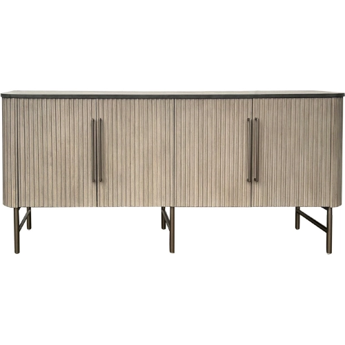Riley 72" 4 Door Sideboard Credenza in Gray Wood & Black