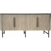 Riley 72" 4 Door Sideboard Credenza in Gray Wood & Black