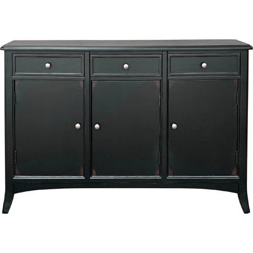 Vincent 55.5" 3 Door 3 Drawer Sideboard Credenza in Black Wood
