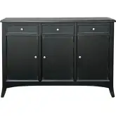 Vincent 55.5" 3 Door 3 Drawer Sideboard Credenza in Black Wood