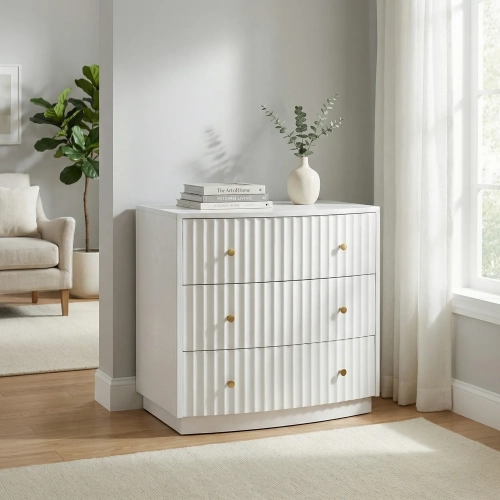 Percy 3 Drawer Accent Chest in White Wood