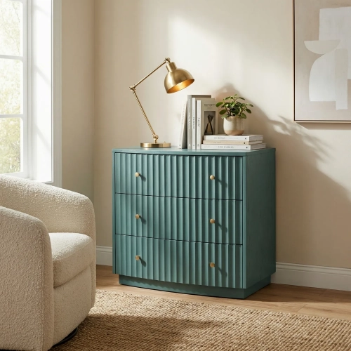 Percy 3 Drawer Accent Chest in Dark Teal Green Wood
